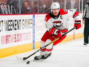 Listowel's Roland McKeown signed a one-year, two-way contract with the Carolina Hurricanes in advance of the 2021 season. (Charlotte Checkers photo)