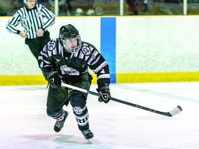 Local lad Jordan Ritchie, in action for the Espanola Express of the NOJHL. BOB DAVIES