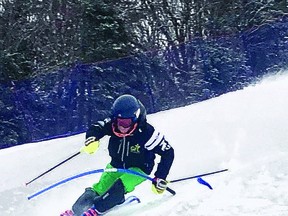 Jack Moore-McLeod in mid-race. He is ranked first in Northern Ontario in his division. PHOTO PROVIDED