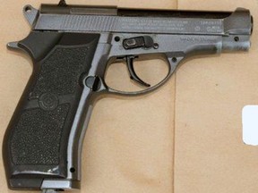 A suspect was arrested after a robbery attempt was made with an imitation handgun, Sarnia police said. Handout