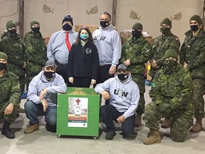 Members of the 2nd Battalion Irish Regiment of Canada are joined by Jeff Lalonde, Dan Xilon, Sarah Yasinchuk, Nick Larochelle, and Owen Marcotte. Supplied
