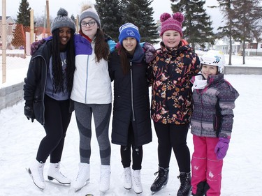 Natalie Graham, from left, Mia Corbett, Luciana Fortin, Grace Corbett and Anna-Paula Fortin were spending time during their Christmas break skating at the outdoor rink at Roy Nicholson Park. 

RICHA BHOSALE/The Daily Press