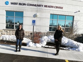 Diane Arsenijevic and Stephanie Skelding from the West Elgin Community Health Centre are shown outside the building. They recently spoke during a Zoom meeting on the subject of homelessness in West Elgin and Dutton Dunwich.