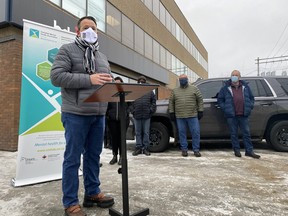 Kenora-Rainy River MPP Greg Rickford speaks during a funding announcement for the Kenora branch of the Canadian Mental Health Association in Kenora on Friday, Dec. 11.