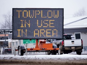 This sign located on the median on Highway 43 in Whitecourt has left some residents asking what exactly a towplow is. 
Brigette Moore