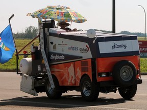 With the NHL back on the ice, and Edmonton being a hub city, CISN Country's on air personality Chris Scheetz drove an old Zamboni 342 kilometers from Calgary to Edmonton to raise spirits and collect donations for Edmonton's Food Bank -- coming through Maskwacis, Wetaskiwin and Millet and turning heads along the way.