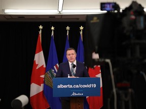 Premier Jason Kenney speaking at a government announcement Dec. 15, 2020. PAUL TAILLON/OFFICE OF THE PREMIER