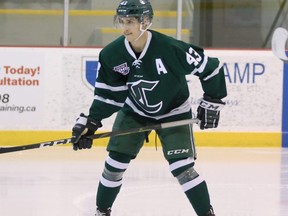 Second-year Sherwood Park Crusaders defenceman Mathew Shatsky recently committed to the NCAA Division 1 Holy Cross Crusaders. Photo courtesy Target Photography