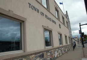 Outside the Town of Peace River building located on 100 street.
