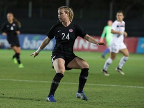 Jenna Hellstrom takes part in a women’s international friendly match between Canada and Norway in La Manga, Spain on Tuesday, January 22, 2019.