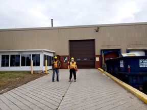 Two Systemair employees in Tillsonburg give the thumbs up anticipating Monday's official announcement of Systemair's purchase of the 10 Rouse Street property and building adjacent to their 8 Rouse Street facility. (Submitted)