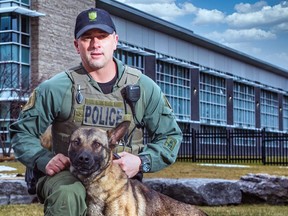 Const. Jeff Dickson with new Kingston Police service dog Dak. (Supplied Photo)