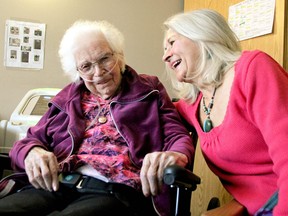 Hazel Wills shares a moment with her daughter, Susan Terry, at Eastholme Home for the Aged in Powassan. Wills turned 100 on Feb. 26. Her love of music and singing is something the Second World War veteran said she has never lost. And although she shared many stories with her children, Terry says she still comes up with a few surprises.
Nugget File Photo