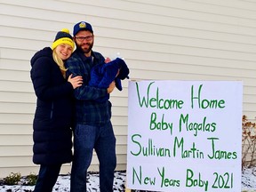 The first baby born at Norfolk General Hospital in 2021 is Sullivan  Martin James Magalas, son of Lauren and Chase Magalas of Waterford. “Sully” touched down at NGH around 11:30 a.m. New Year’s Day. – Contributed photo