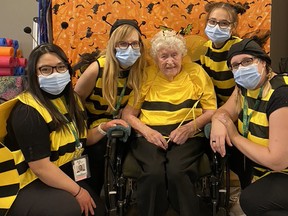 104-year-old Bea Mockford was the second resident at Sherwood Care to receive the Moderna COVID-19 vaccine on Tuesday, Jan. 5. Two Sherwood Park long-term care facilities received vaccines this week. Photo Supplied