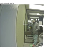 Image of a suspect sought in robbery at an  ATM in Elliot Lake.SUPPLIED