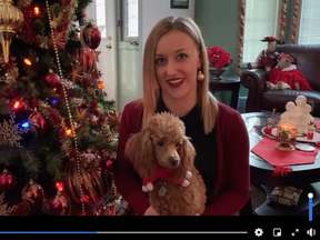 Banff-Kananaskis MLA Miranda Rosin gives a Christmas greeting video on Dec. 25. Constituents said they are looking for answers on if the video was shot outside of Alberta over the holiday season. Facebook screen grab photo.