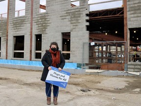 Leah Logan, Indwell's regional manager, stands outside of the future Dogwood Suites affordable housing building in downtown Simcoe. NeighbourLink C-K is working with Indwell, a Christian-based organization that has housing projects throughout Southwestern Ontario, on the initiative. File photo/Postmedia Network