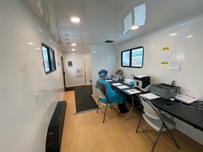 With contracted services by ACESO Medical, AHS' mobile COVID-19 testing sites include three trailers that are insulated, have proper ventilation, and are wheelchair accessible. There are three test collectors and three support staff on-site. Photo Supplied