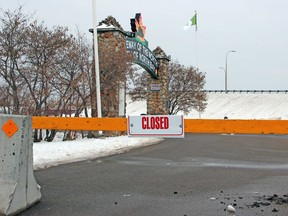 The city has closed the parking lot at Lee Park to discourage sliding on the side of the overpass.
Michael Lee Photo
