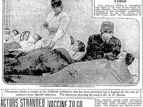 A newspaper page during the Spanish Flu over a century ago. (Handout)