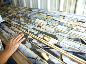 Core samples are displayed for viewing at the First Cobalt Corp. facility outside of Cobalt, Ont. File photo