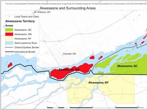 An MCA map of Akwesasne. Handout/Cornwall Standard-Freeholder/Postmedia Network

Handout Not For Resale