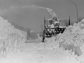 A snowblower clearing a road during the Blizzard of '71 in Huron County. Handout