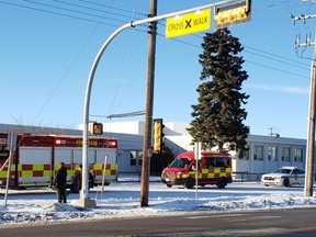 The Fort Saskatchewan Emergency Services Department is showing their support for teachers and students in the community through a lights and sirens drive by. Photo Supplied by the City of Fort Saskatchewan