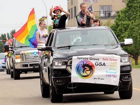 Spruce Grove's Gender- Sexuality Alliance did not let COVID-19 stop it from hosting the organization's first-ever Car Pride Parade. Evan J. Pretzer