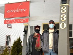 John and Amanda Hatton, owners of Avery House Boutique B&B and Avery's Inn Next Door in Stratford, are looking for answers from the province after learning accommodation providers don't qualify for the Ontario Small Business Support Grant. (Galen Simmons/Stratford Beacon Herald)