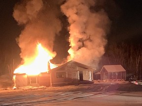 A fire that began in the basement of a home on MR 80 heading toward the Valley eventually breached the roof.