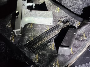 Northumberland OPP recovered a loaded handgun from a vehicle Monday on Highway 401 in Alnwick-Haldimand Township. OPP photo