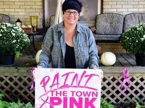 Bec Matthews, shown here in 2020, has rebranded her breast cancer fundraiser and awareness campaign this year to 'Pink the Towns' and hopes it will spread across the province. (Submitted/Belinda Clements Photography)