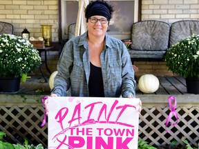 Bec Matthews, shown here in 2020, has rebranded her breast cancer fundraiser and awareness campaign this year to 'Pink the Towns' and hopes it will spread across the province. (Submitted/Belinda Clements Photography)