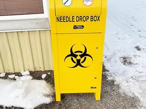 The abundance of discarded needles in Webbwood has led to the recent purchase and installation of a needle drop box near the front entrance of the Webbwood Public Library.