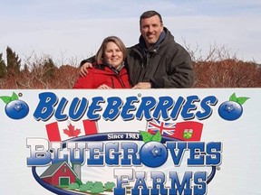 Mike St. Germain and Victoria Spencer of Wallacetown are the new owners of Bluegroves Farms near Eagle. Handout/Bluegroves Farms