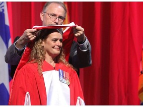 Julie Payette receives an honorary doctorate of laws at the Royal Military College in Kingston in 2019. Her intelligence and accomplishment were marred by her leadership flaws.