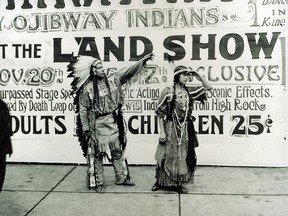 An acting troupe from Garden River performs Hiawatha in 1937 at the Canadian National Exhibition in Toronto. Courtesy Sault Ste. Marie Museum