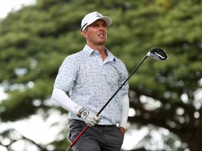 Mike Weir of Bright's Grove, Ont., looks on from the fourth tee  during the pro-am tournament before the PGA Tour's Sony Open at Waialae Country Club on January 13, 2021, in Honolulu, Hawaii. (Photo by Gregory Shamus/Getty Images)