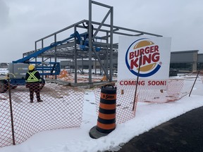 Structural work continues on the frame of a new Burger King restaurant being built in the new Arlington Commons power centre on the south end of Paris.