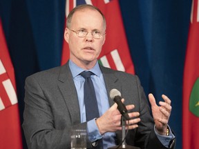 Adalsteinn Brown, dean of the University of Toronto's Public Health Department, answers questions during a news conference at Queen's Park in Toronto on April 20, 2020. PHOTO BY FRANK GUNN /THE CANADIAN PRESS
