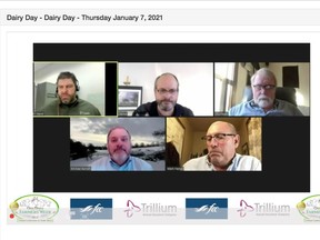 Screenshot of the virtual panel discussion during Dairy Day at Grey Bruce Farmers' Week on Thursday, Jan. 7, 2021.