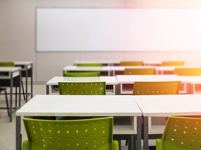 An empty school classroom..