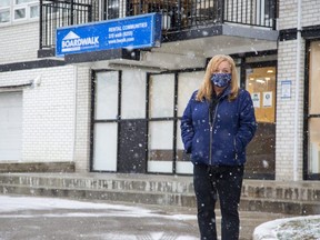 Londoner Mandy Thomson says she still feels safe living at 114 Arbour Glen Cres., one of two Maple Ridge on the Parc apartment highrises home to a COVID-19 outbreak that has infected 46 people. (Derek Ruttan/The London Free Press)