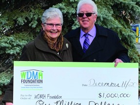 Lois and Dale Keyes hold up $1 million cheque