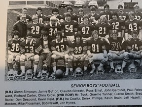 The columnist, #43 in the second row, has high school football memories.