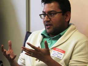 Dr. Sudit Ranade, Lambton County's medical officer of health, is shown in this file photo speaking at a health care roundtable. Ranade is questioning methods used in a recently published study showing a significantly higher incidence of a type of leukemia in Sarnia, and four other Ontario cities.