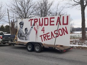 An anti-Trudeau mobile billboard spotting around Brantford and Brant County has resulted in complaints filed with both the city's bylaw office and the Brantford Police.
