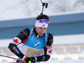 (Pictured) Biathlete Trevor Kiers racing on Jan.15 in Oberhof, Germany. With his first World Cup race under his belt, Kiers said he was happy with eight place and is ready for the next venue in Italy. Photo Biathlon Canada.
